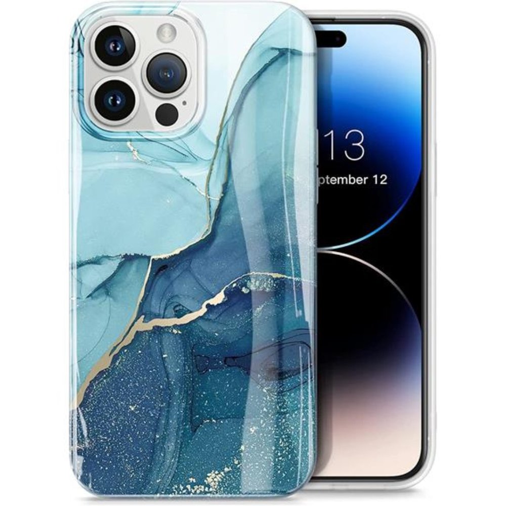 For iPhone 14 Pro Max 6.7" Military Grade Drop Protection Marble Shockproof Case